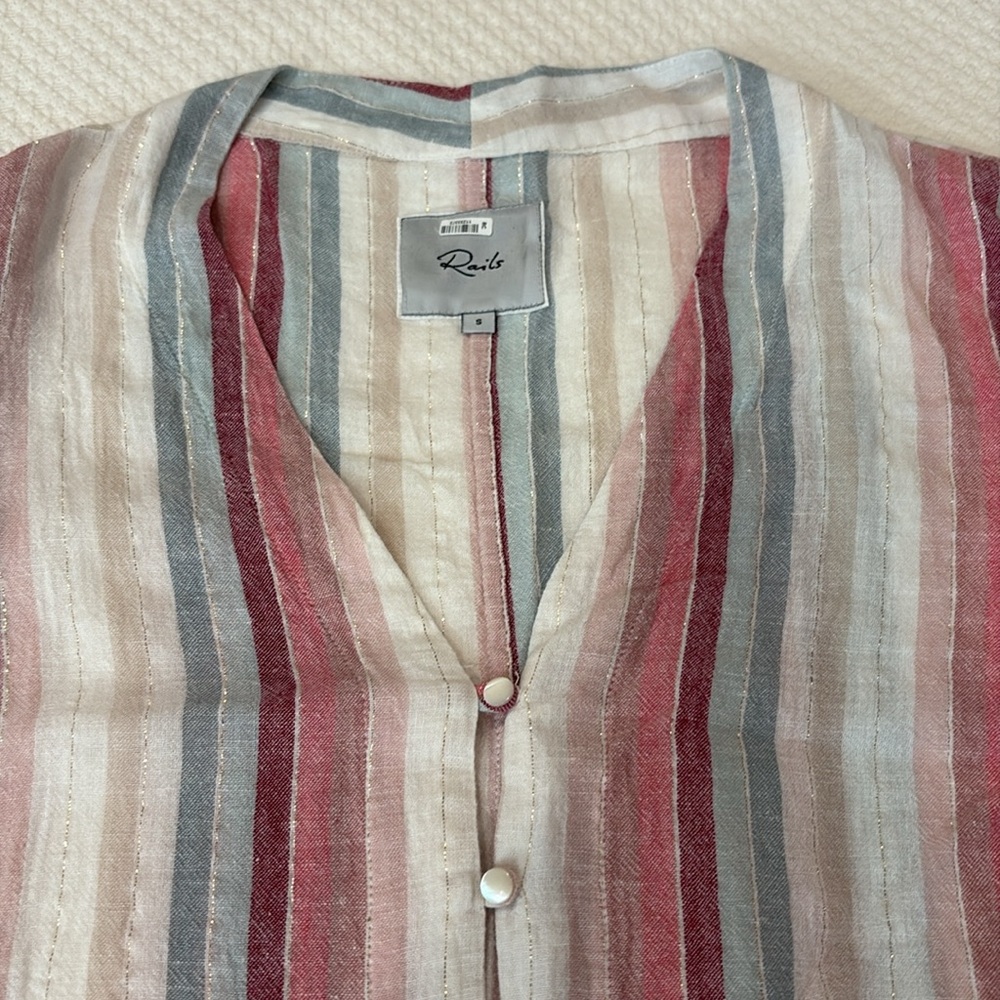Rails linens Striped Button-Down Tie-Front Top - Picture 2 of 5
